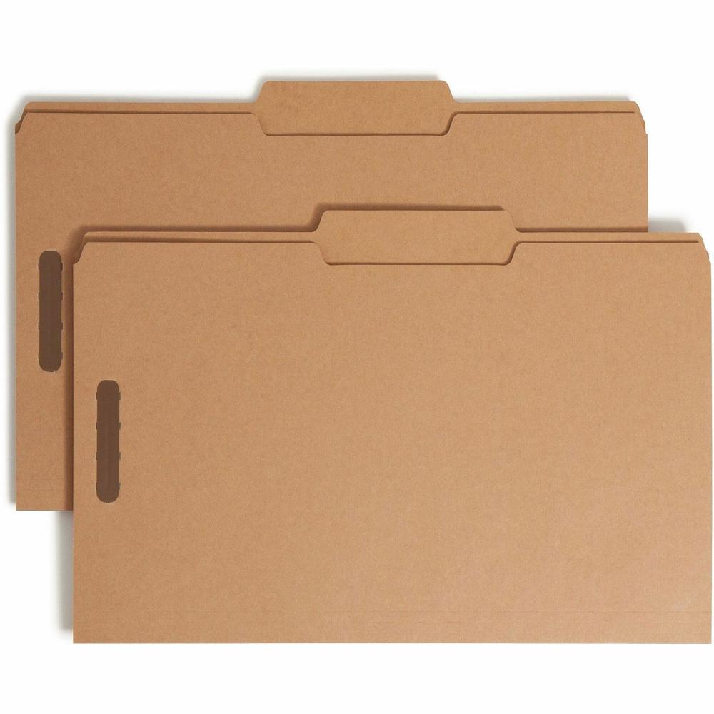 Smead 2/5 Tab Cut Legal Recycled Fastener Folder - 8 1/2" x 14" - 3/4" Expansion - 2 x 2K Fastener(s) - 2" Fastener Capacity for Folder - Top Tab Location - Right Tab Position - Kraft - Kraft - 10% Re. Picture 1