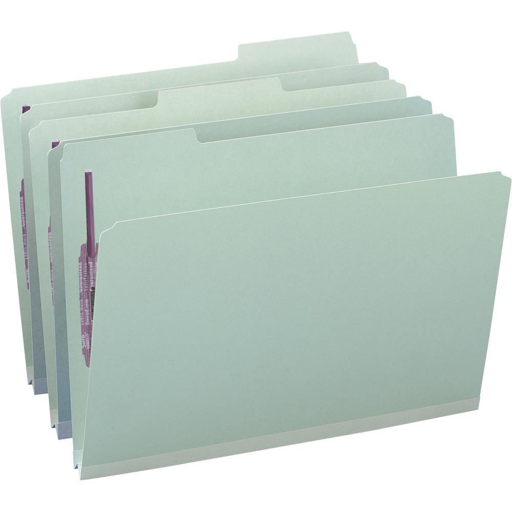 Smead 1/3 Tab Cut Legal Recycled Fastener Folder - 8 1/2" x 14" - 1" Expansion - 2 x 2S Fastener(s) - 2" Fastener Capacity for Folder - Top Tab Location - Assorted Position Tab Position - Pressboard -. Picture 1