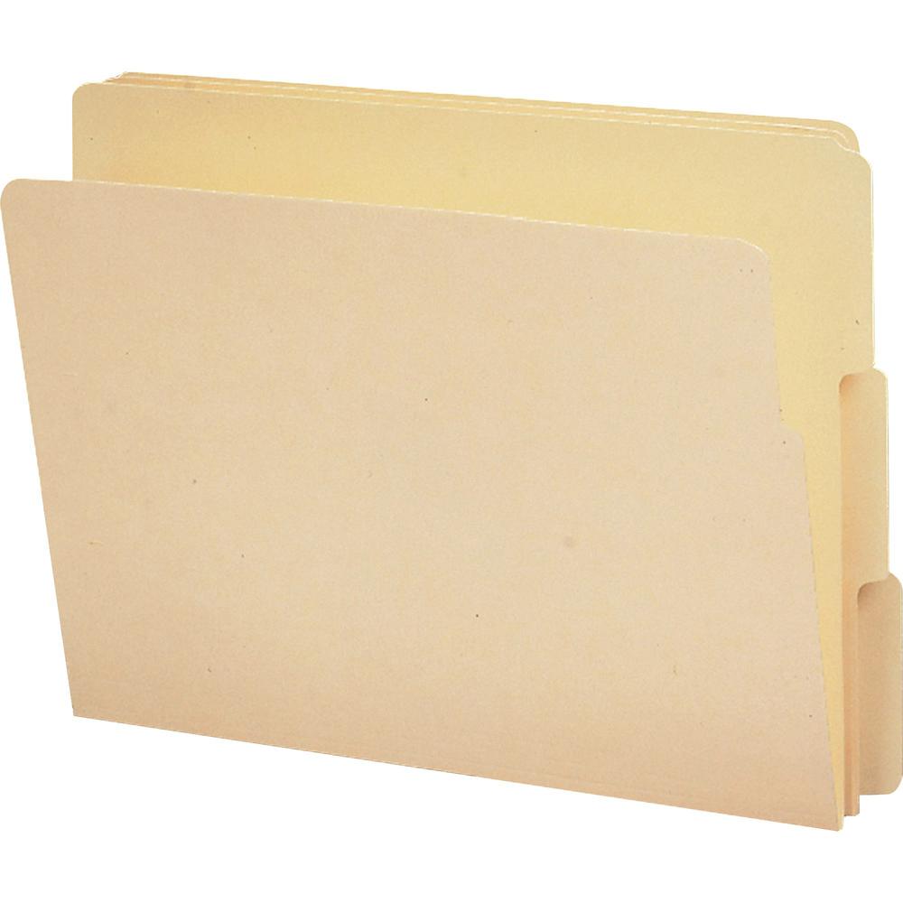 Smead Shelf-Master 1/3 Tab Cut Letter Recycled End Tab File Folder - 8 1/2" x 11" - 3/4" Expansion - End Tab Location - Assorted Position Tab Position - Manila - 10% Recycled - 100 / Box. Picture 1