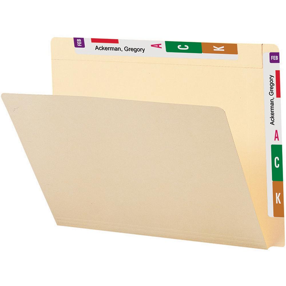 Smead Letter Recycled End Tab File Folder - 8 1/2" x 11" - 3/4" Expansion - Manila - Manila - 10% Recycled - 100 / Box. Picture 1