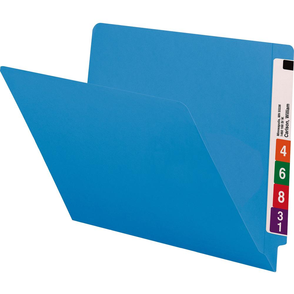 Smead Shelf-Master Straight Tab Cut Letter Recycled End Tab File Folder - 8 1/2" x 11" - 3/4" Expansion - Blue - 10% Recycled - 100 / Box. Picture 1