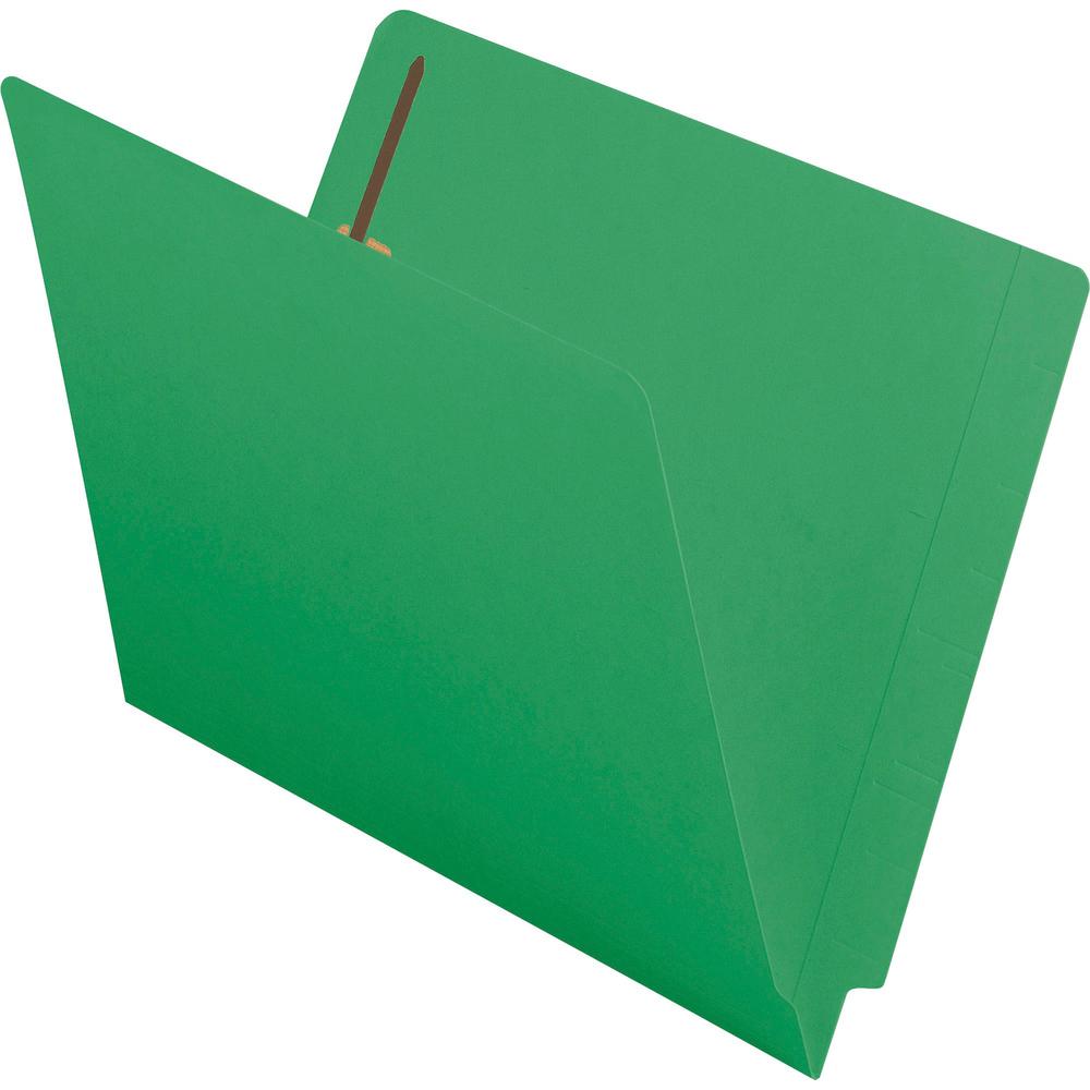 Smead Shelf-Master Straight Tab Cut Letter Recycled Fastener Folder - 8 1/2" x 11" - 3/4" Expansion - 2 x 2B Fastener(s) - 2" Fastener Capacity for Folder - End Tab Location - Green - 10% Recycled - 5. Picture 1