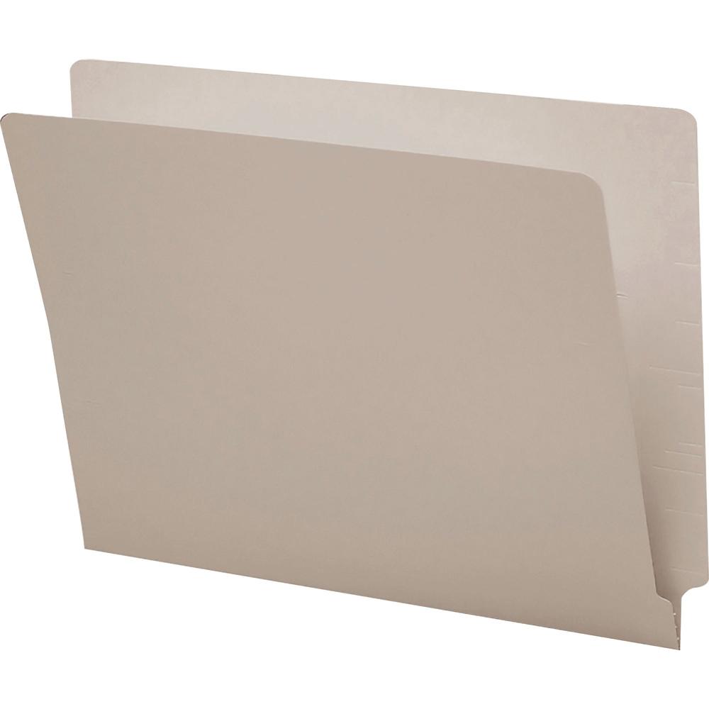 Smead Shelf-Master Straight Tab Cut Letter Recycled End Tab File Folder - 8 1/2" x 11" - 3/4" Expansion - Gray - 10% Recycled - 100 / Box. Picture 1