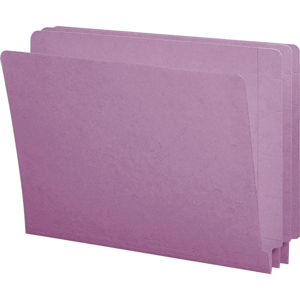 Smead Shelf-Master Straight Tab Cut Letter Recycled End Tab File Folder - 8 1/2" x 11" - 3/4" Expansion - Lavender - 10% Recycled - 100 / Box. Picture 1