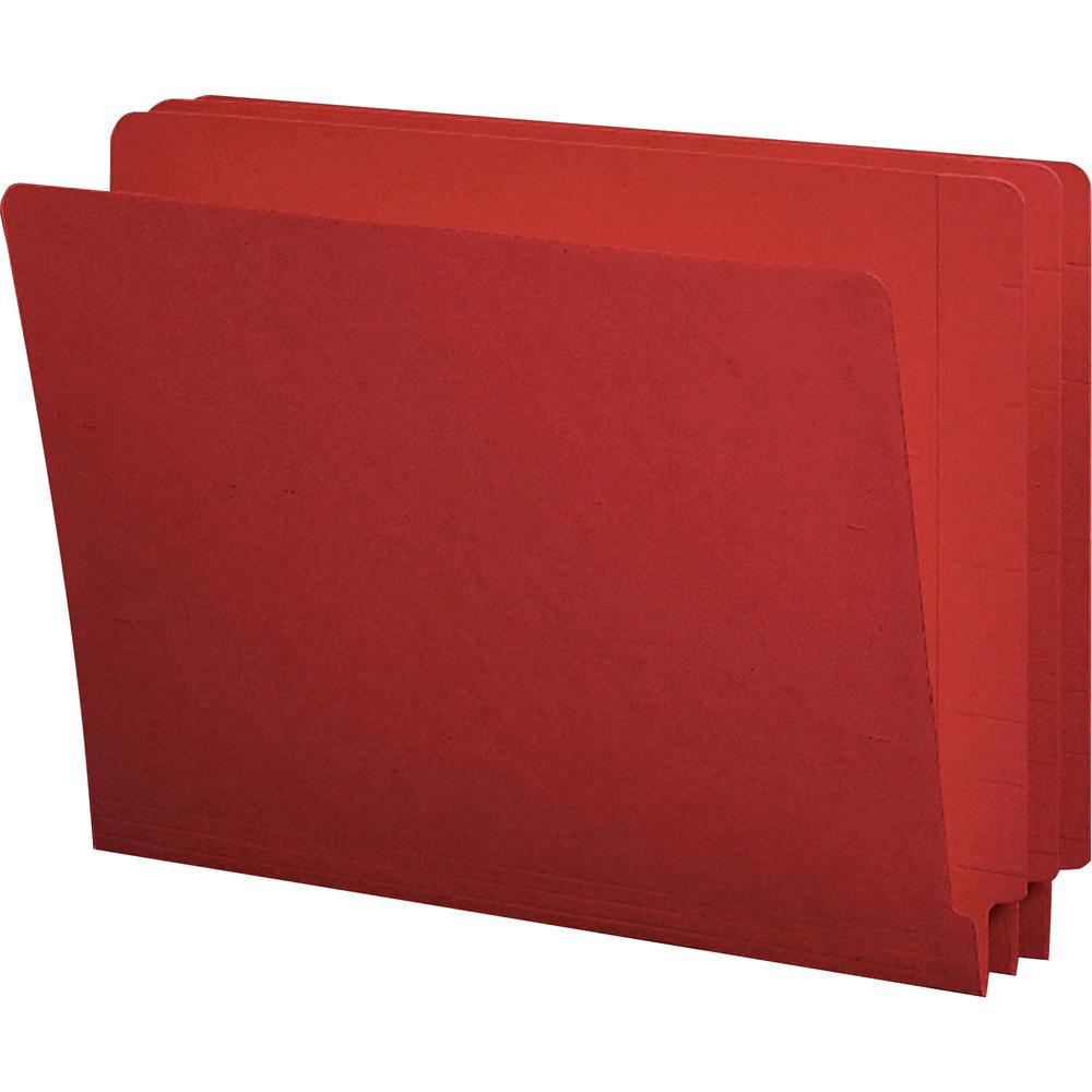 Smead Shelf-Master Straight Tab Cut Letter Recycled End Tab File Folder - 8 1/2" x 11" - 3/4" Expansion - Red - 10% Recycled - 100 / Box. Picture 1