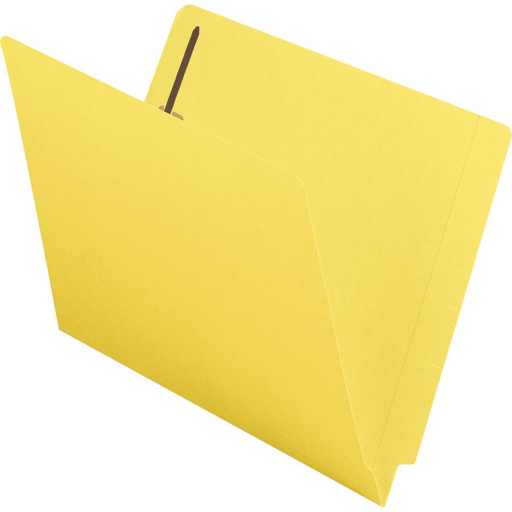 Smead Colored Straight Tab Cut Letter Recycled Fastener Folder - 8 1/2" x 11" - 3/4" Expansion - 2 x 2B Fastener(s) - 2" Fastener Capacity for Folder - End Tab Location - Yellow - 10% Recycled - 50 / . Picture 1