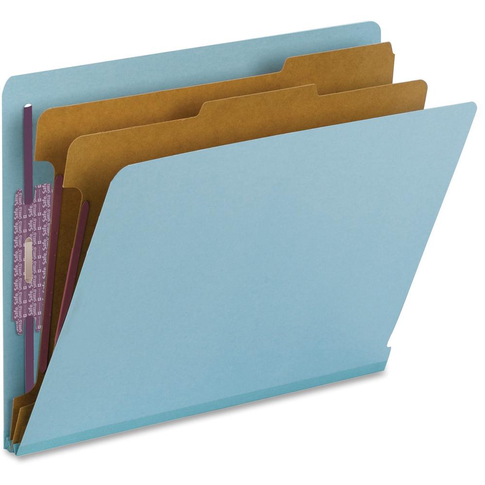 Smead 1/3 Tab Cut Letter Recycled Classification Folder - 8 1/2" x 11" - 2" Expansion - 2 x 2S Fastener(s) - 2" Fastener Capacity for Folder - 2 Divider(s) - Pressboard - Blue - 100% Recycled - 10 / B. Picture 1