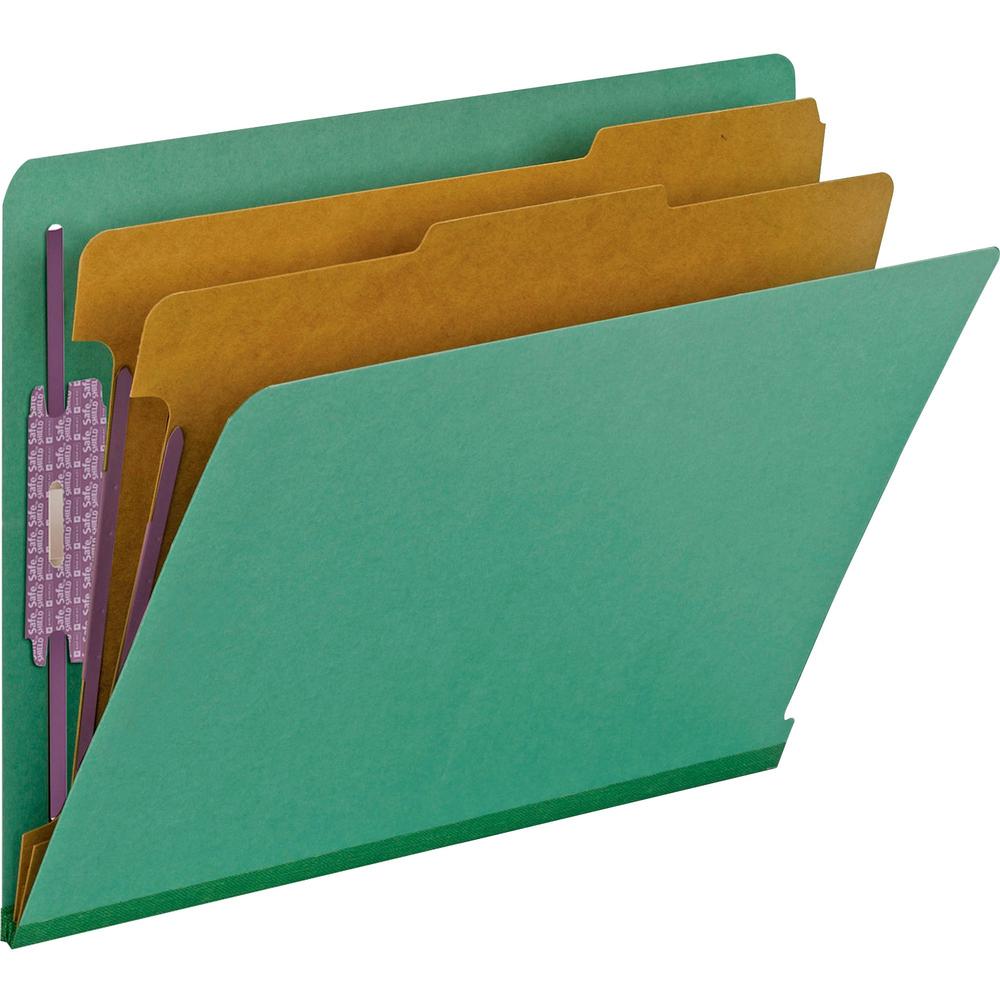 Smead 1/3 Tab Cut Letter Recycled Classification Folder - 8 1/2" x 11" - 2" Expansion - 2 x 2S Fastener(s) - 2" Fastener Capacity for Folder - 2 Divider(s) - Pressboard - Green - 100% Recycled - 10 / . Picture 1