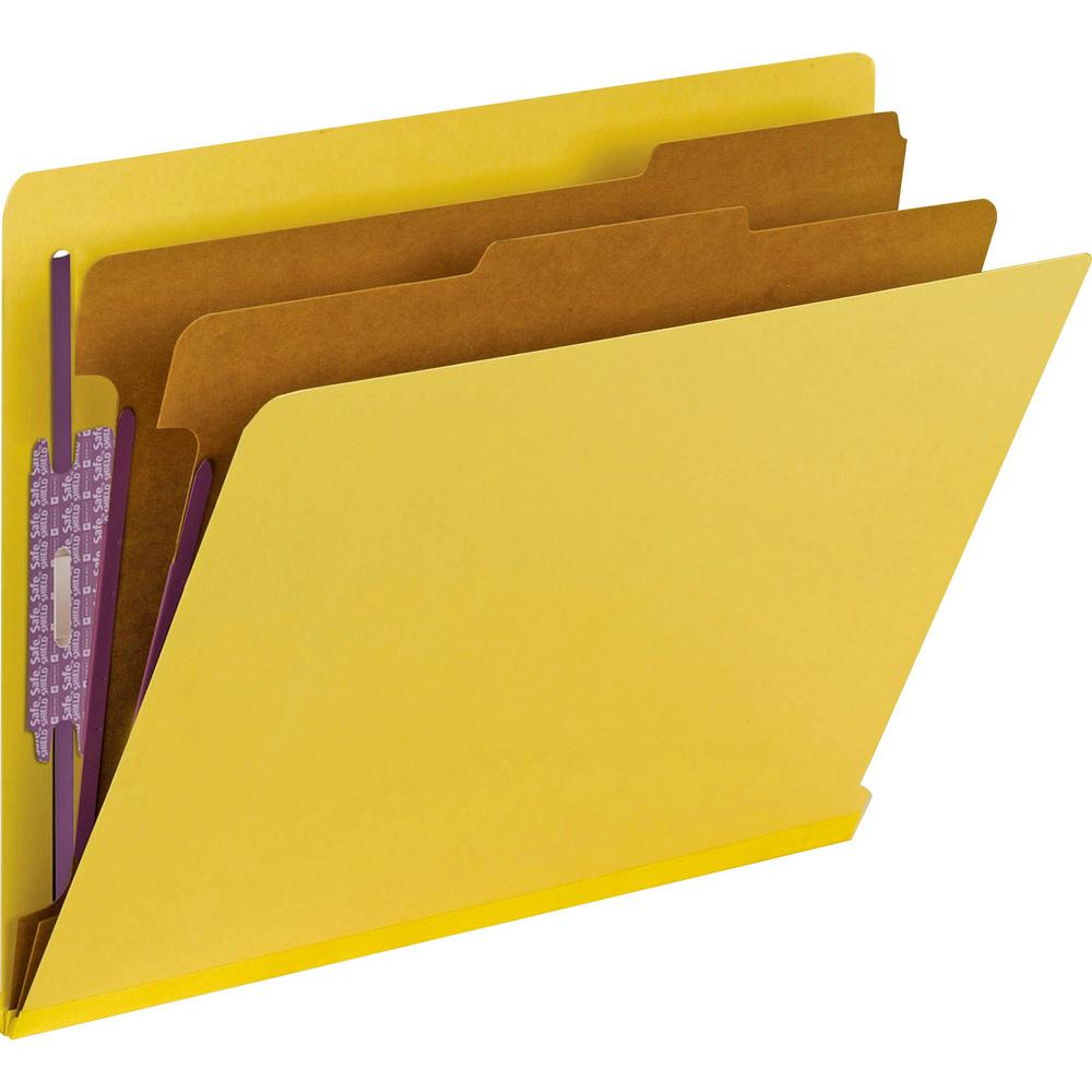 Smead 1/3 Tab Cut Letter Recycled Classification Folder - 8 1/2" x 11" - 2" Expansion - 2 x 2S Fastener(s) - 2" Fastener Capacity for Folder - 2 Divider(s) - Pressboard - Yellow - 100% Recycled - 10 /. Picture 1