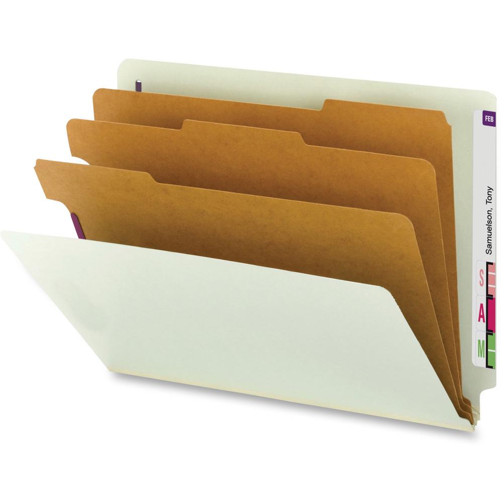 Smead 1/3 Tab Cut Letter Recycled Classification Folder - 8 1/2" x 11" - 3" Expansion - 2 x 2S Fastener(s) - 2" Fastener Capacity for Folder, 1" Fastener Capacity for Divider - End Tab Location - 3 Di. Picture 1