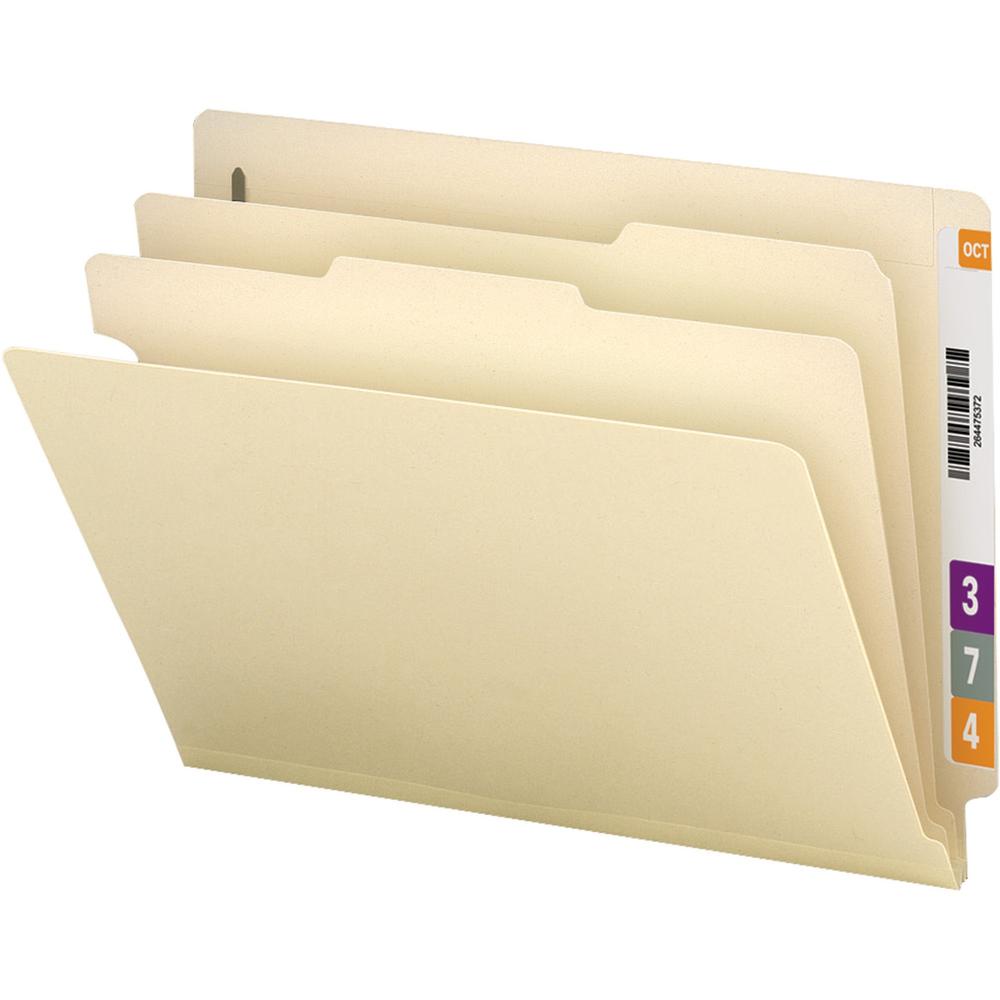 Smead Letter Recycled Classification Folder - 8 1/2" x 11" - 2" Expansion - 2 x 2B Fastener(s) - 2" Fastener Capacity for Folder - End Tab Location - 2 Divider(s) - Pressboard - Manila - 10% Recycled . Picture 1