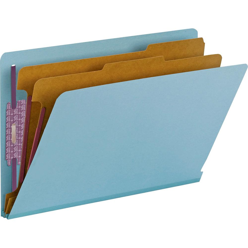 Smead Legal Recycled Classification Folder - 8 1/2" x 14" - 2" Expansion - 2 x 2S Fastener(s) - 2" Fastener Capacity for Folder - End Tab Location - 2 Divider(s) - Pressboard - Blue - 50% Recycled - 1. Picture 1