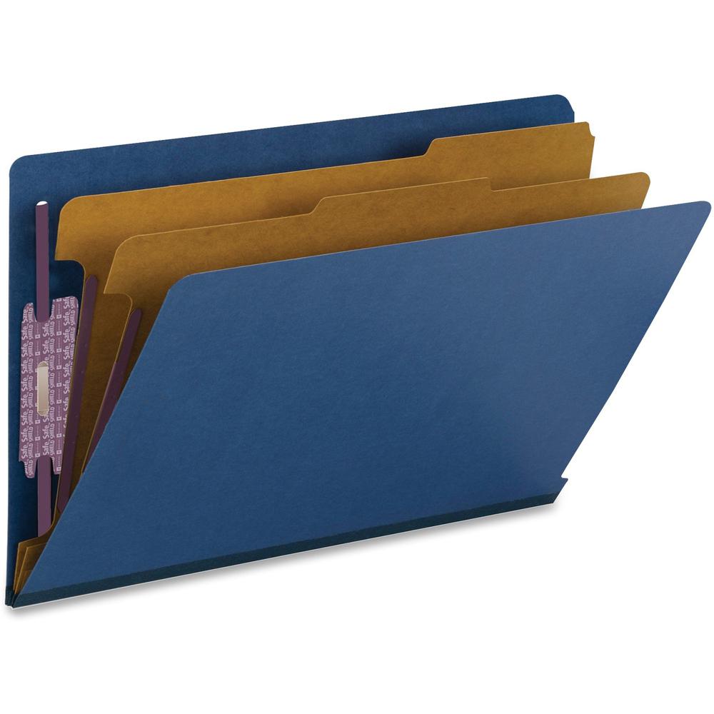 Smead 1/3 Tab Cut Legal Recycled Classification Folder - 8 1/2" x 14" - 2" Expansion - 2 x 2S Fastener(s) - 2" Fastener Capacity for Folder - End Tab Location - 2 Divider(s) - Pressboard - Dark Blue -. Picture 1