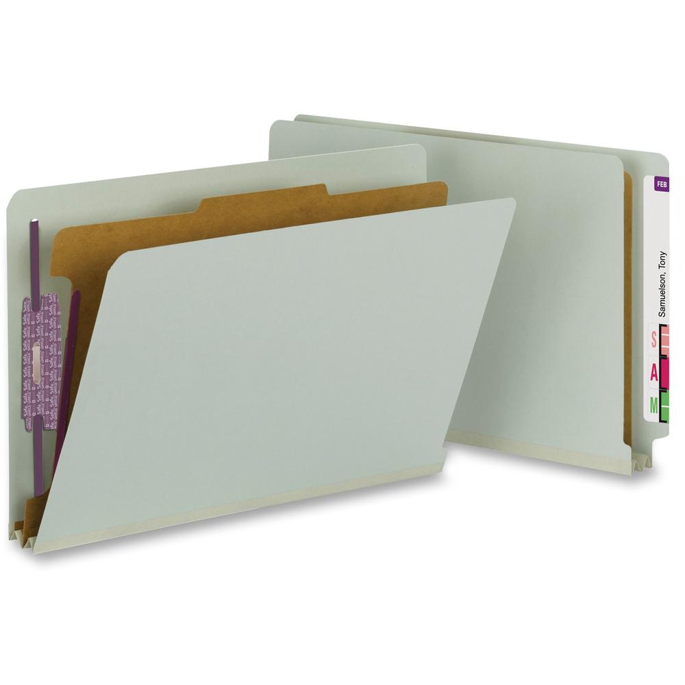 Smead Legal Recycled Classification Folder - 8 1/2" x 14" - 2" Expansion - 2 x 2S Fastener(s) - 2" Fastener Capacity for Folder - End Tab Location - 1 Divider(s) - Pressboard - Gray, Green - 100% Recy. Picture 1