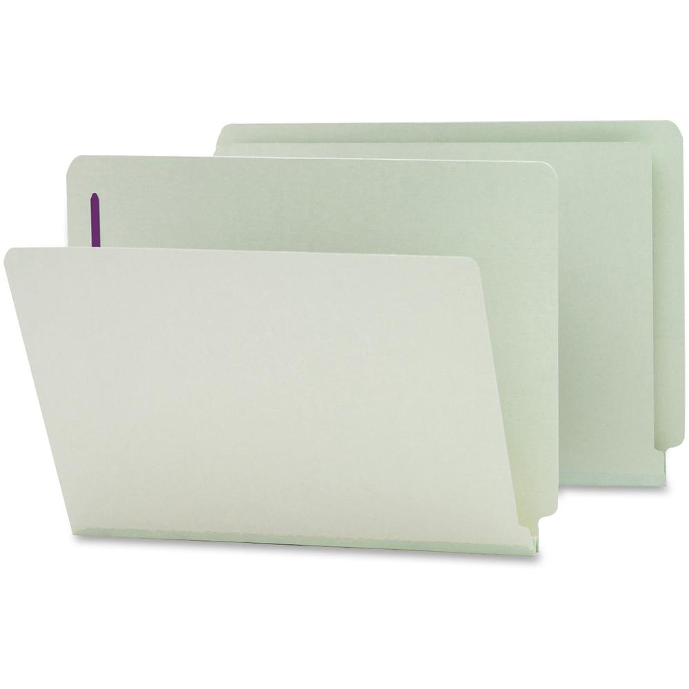 Smead Letter Recycled Fastener Folder - 8 1/2" x 11" - 1" Expansion - 2 x 2S Fastener(s) - 2" Fastener Capacity for Folder - End Tab Location - Pressboard - Gray, Green - 100% Recycled - 25 / Box. Picture 1