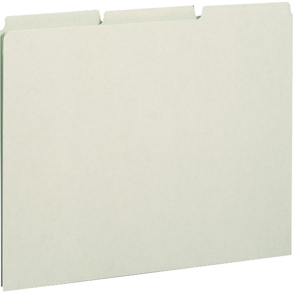 Smead Filing Guides with Blank Tab - Blank Assorted Tab(s) - Letter - Gray Pressboard, Green Tab(s) - 100 / Box. Picture 1