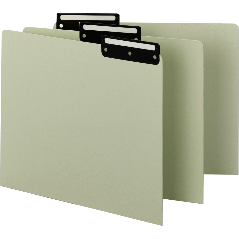 Smead Filing Guides with Blank Tab - Blank Assorted Tab(s) - Letter - Gray Pressboard, Green Divider - Metal Tab(s) - 50 / Box. Picture 1