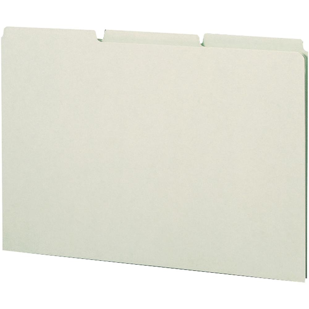 Smead Filing Guides with Blank Tab - Blank Assorted Tab(s) - Legal - Gray Pressboard, Green Tab(s) - 50 / Box. Picture 1