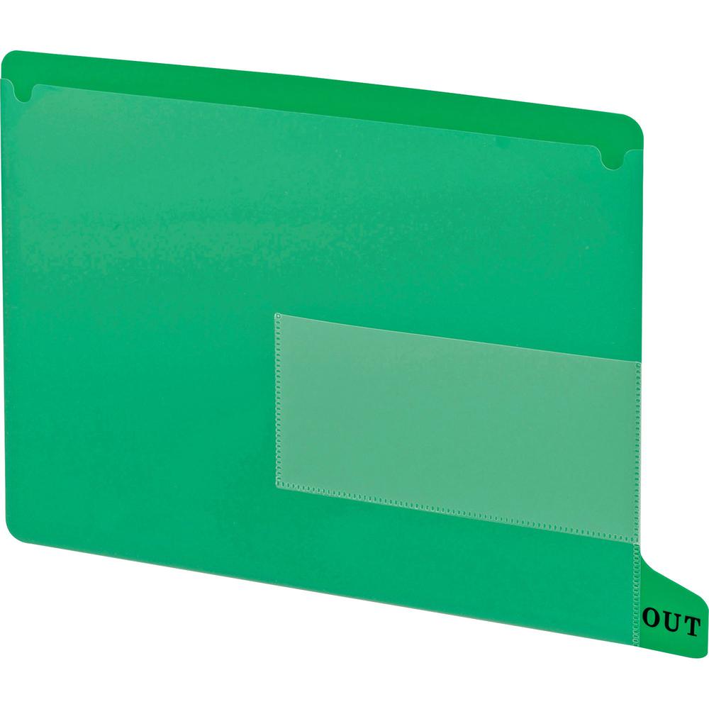 Smead End Tab Out Guides - Printed Bottom Tab(s) - Message - OUT - Letter - Green Poly Tab(s) - 25 / Box. Picture 1