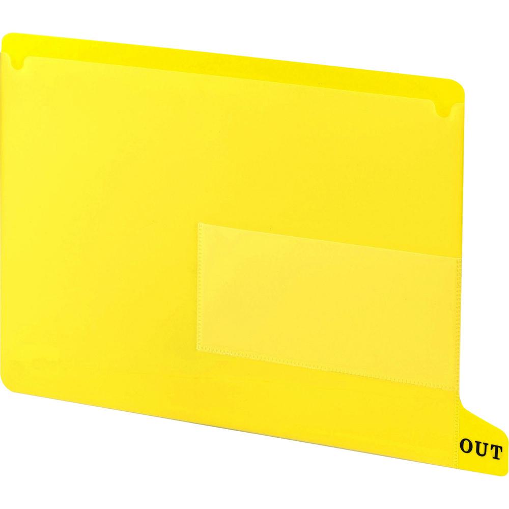 Smead End Tab Out Guides - Printed Bottom Tab(s) - Message - OUT - Letter - Yellow Poly Tab(s) - 25 / Box. The main picture.