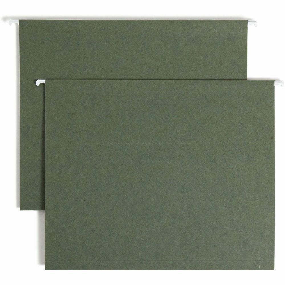 Smead Letter Recycled Hanging Folder - 1" Folder Capacity - 8 1/2" x 11" - 1" Expansion - Pressboard - Standard Green - 10% Recycled - 25 / Box. Picture 1