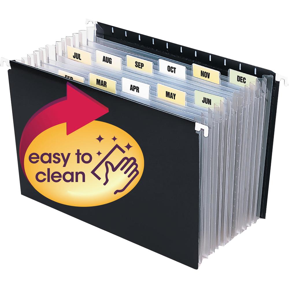 Smead Letter Expanding File - 8 1/2" x 11" - 7/8" Expansion - 13 Pocket(s) - 12 Divider(s) - Poly - Black - 1 Each. The main picture.