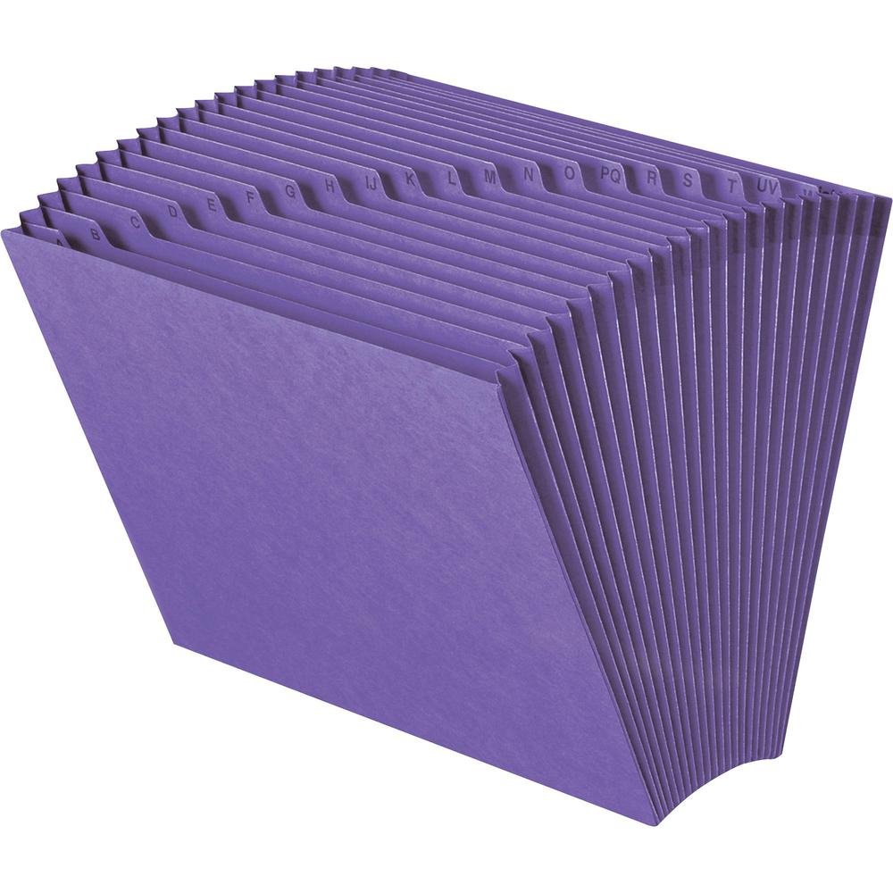 Smead Letter Recycled Expanding File - 8 1/2" x 11" - 7/8" Expansion - 21 Pocket(s) - Leatherine - Purple - 10% Recycled - 1 Each. Picture 1