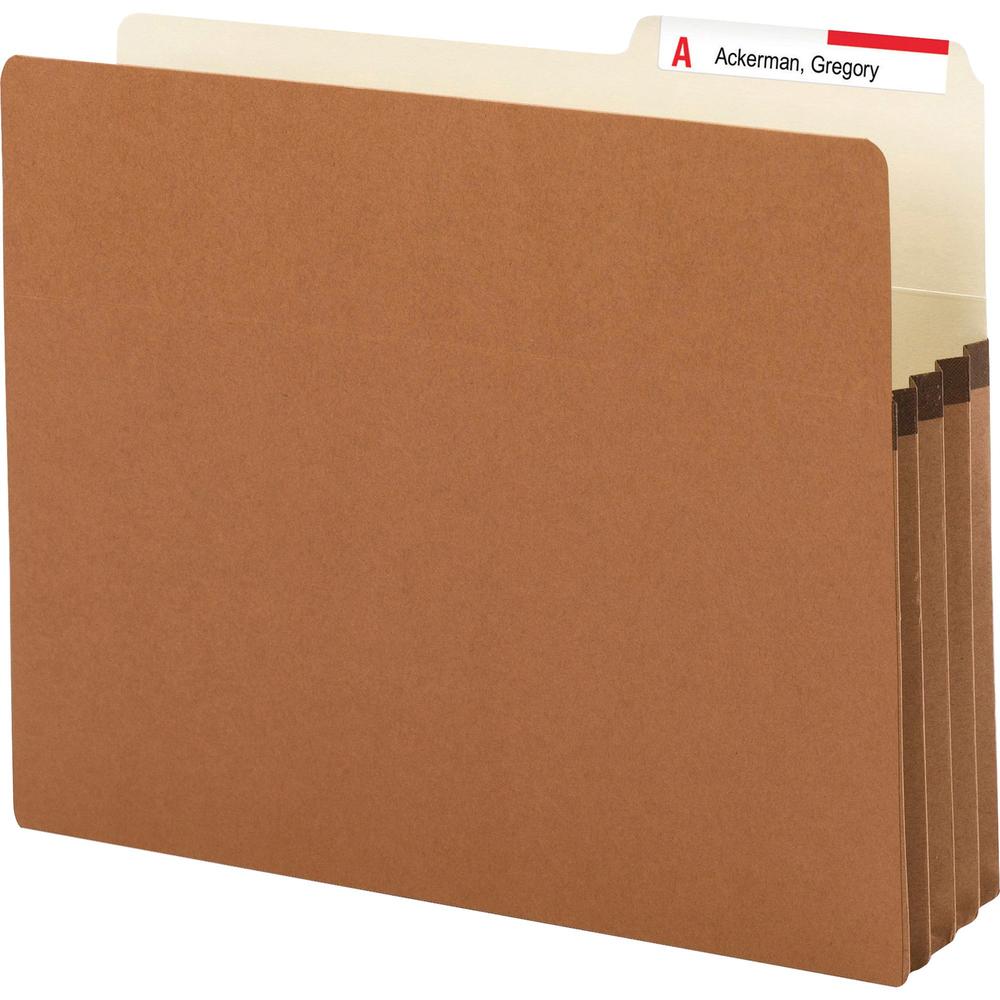 Smead 2/5 Tab Cut Letter Recycled File Pocket - 8 1/2" x 11" - 3 1/2" Expansion - Top Tab Location - Right Tab Position - Redrope - Redrope - 30% Recycled - 25 / Box. Picture 1