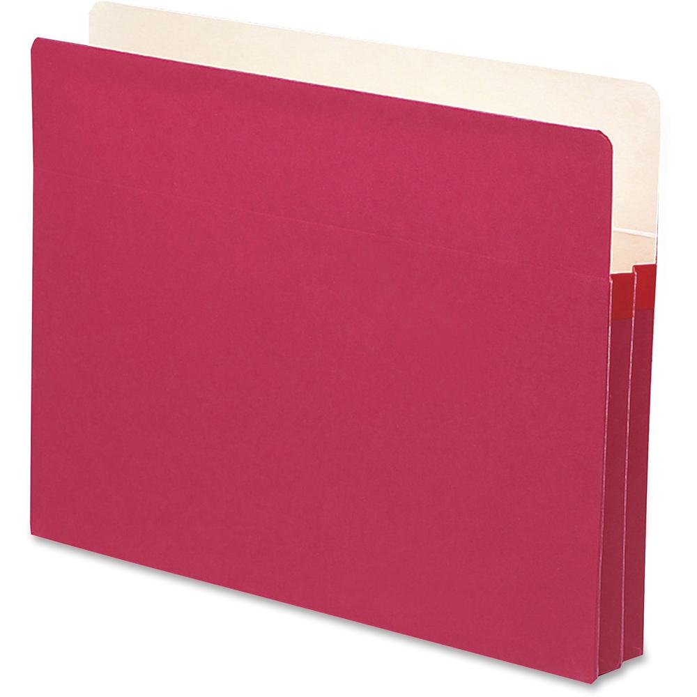 Smead TUFF Pocket Straight Tab Cut Letter Recycled File Pocket - 8 1/2" x 11" - 1 3/4" Expansion - Top Tab Location - Red - 10% Recycled - 1 Each. Picture 1