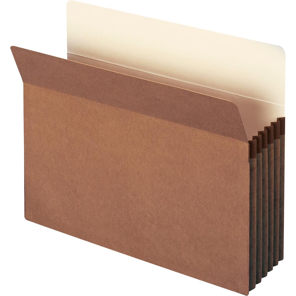 Smead Straight Tab Cut Letter Recycled File Pocket - 8 1/2" x 11" - 5 1/4" Expansion - Top Tab Location - Kraft, Redrope - Redrope - 30% Recycled - 10 / Box. Picture 1