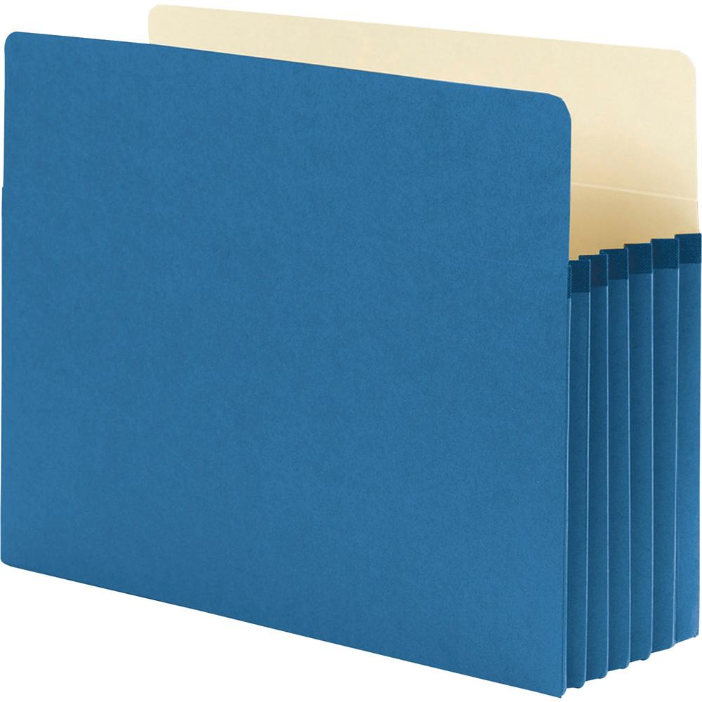 Smead TUFF Pocket Straight Tab Cut Letter Recycled File Pocket - 8 1/2" x 11" - 5 1/4" Expansion - Top Tab Location - Blue - 10% Recycled - 1 Each. The main picture.