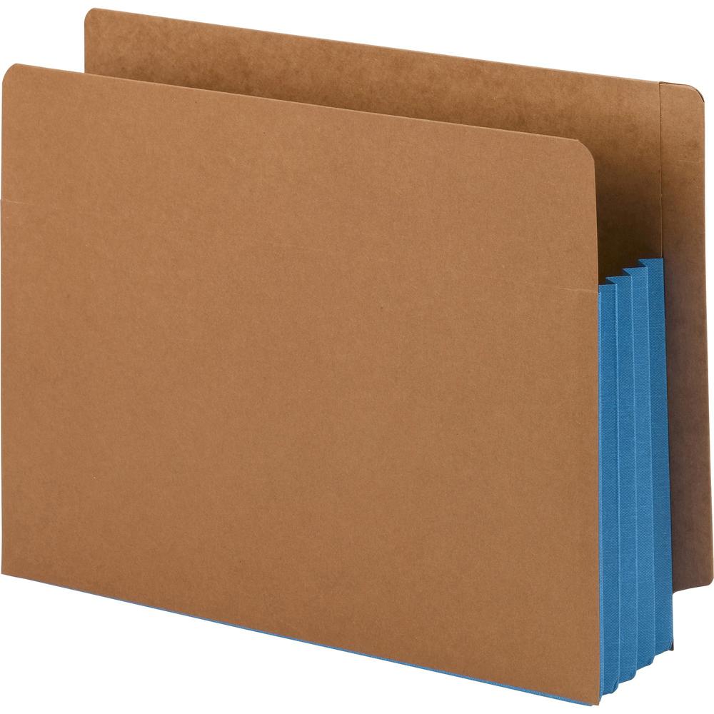 Smead Straight Tab Cut Letter Recycled File Pocket - 8 1/2" x 11" - 3 1/2" Expansion - 1 Pocket(s) - Top Tab Location - Redrope - Blue - 30% Recycled - 10 / Box. Picture 1