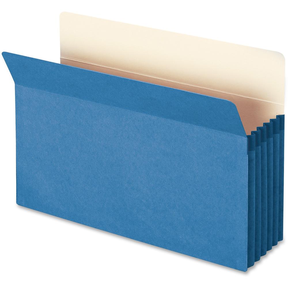 Smead Colored File Pockets - Legal - 8 1/2" x 14" Sheet Size - 5 1/4" Expansion - Top Tab Location - 9 pt. Folder Thickness - Blue - Recycled - 1 Each"". Picture 1