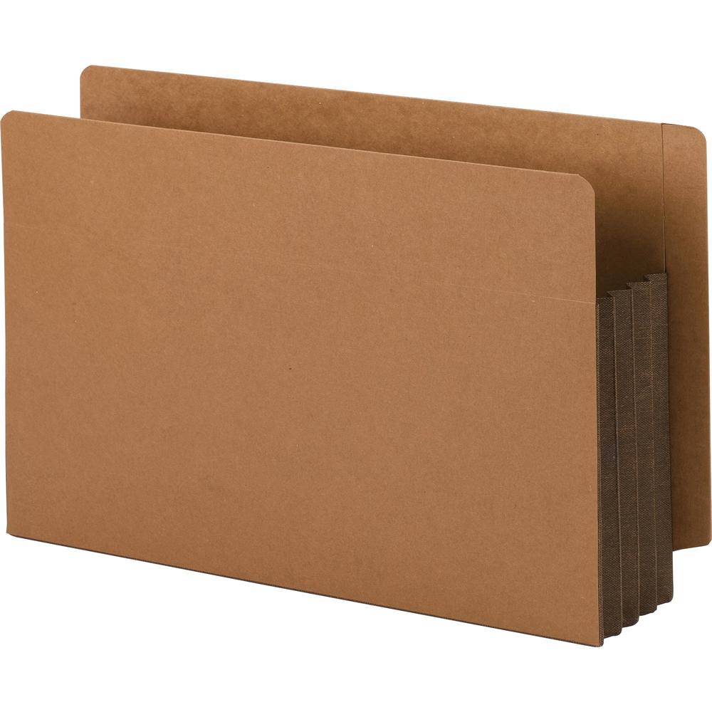 Smead Straight Tab Cut Legal Recycled File Pocket - 8 1/2" x 14" - 3 1/2" Expansion - 1 Pocket(s) - End Tab Location - Top Tab Position - Redrope - Dark Brown - 30% Recycled - 10 / Box. Picture 1