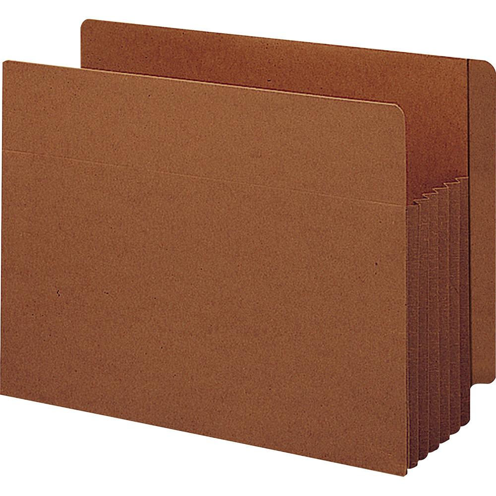 Smead TUFF Straight Tab Cut Legal Recycled File Pocket - 8 1/2" x 14" - 5 1/4" Expansion - Redrope - Redrope - 30% Recycled - 10 / Box. Picture 1
