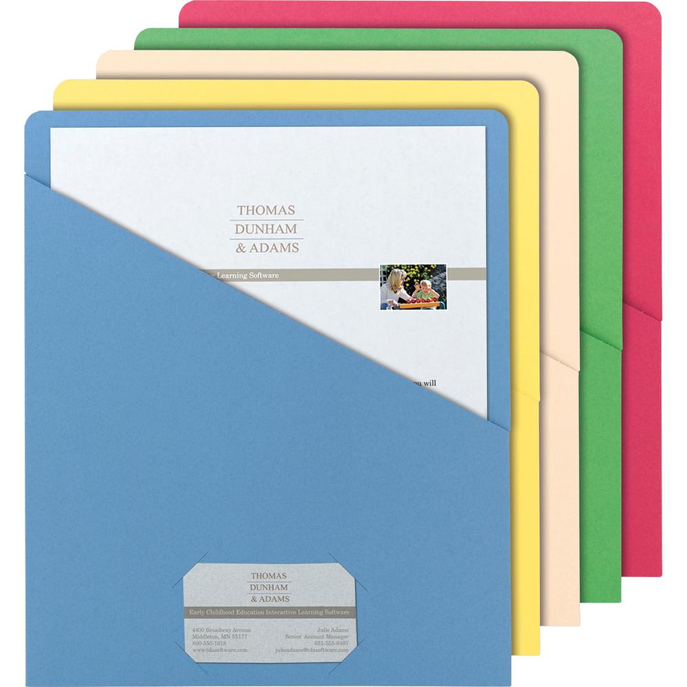 Smead Letter Recycled File Jacket - 8 1/2" x 11" - Manila, Blue, Green, Red, Yellow - 10% Recycled - 25 / Pack. Picture 1