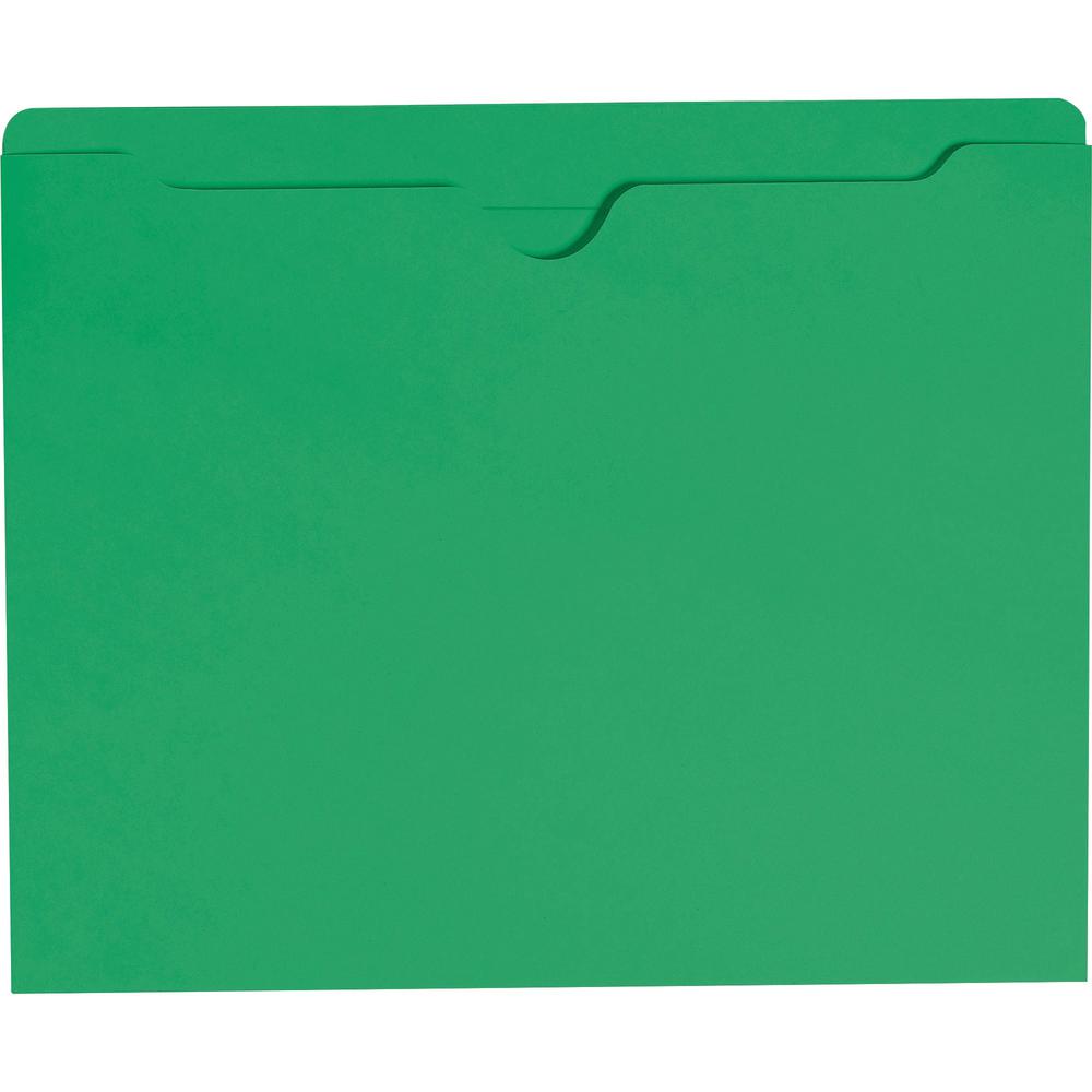 Smead Colored Straight Tab Cut Letter Recycled File Jacket - 8 1/2" x 11" - Green - 10% Recycled - 100 / Box. Picture 1
