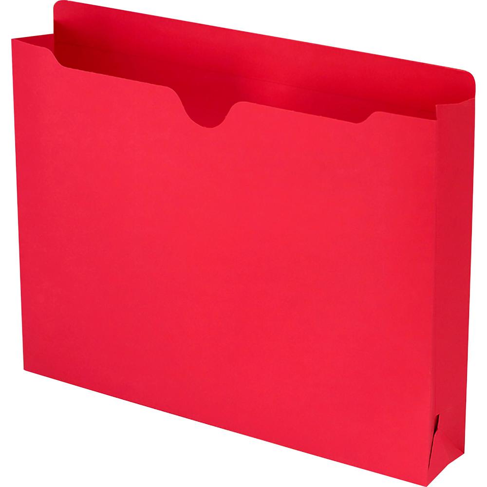 Smead Colored Straight Tab Cut Letter Recycled File Jacket - 8 1/2" x 11" - 2" Expansion - Red - 10% Recycled - 50 / Box. Picture 1