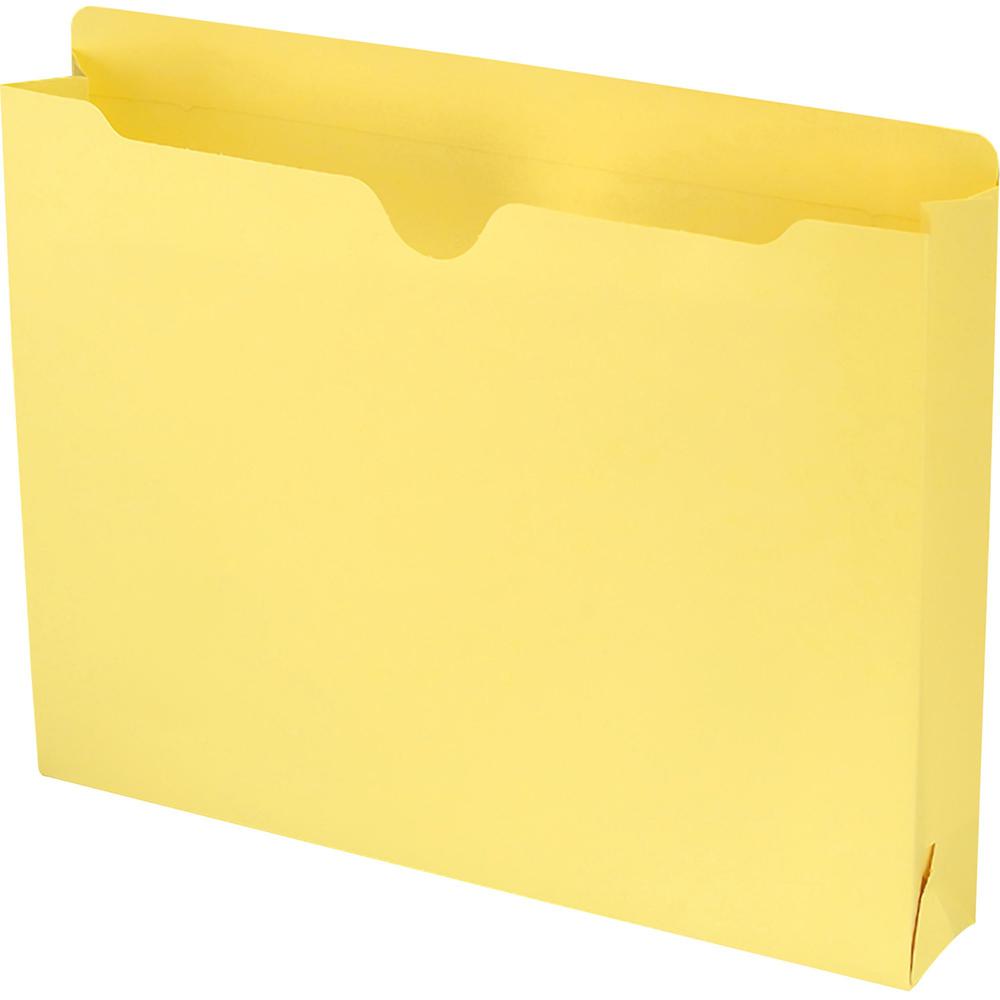 Smead Colored Straight Tab Cut Letter Recycled File Jacket - 8 1/2" x 11" - 2" Expansion - Yellow - 10% Recycled - 50 / Box. Picture 1