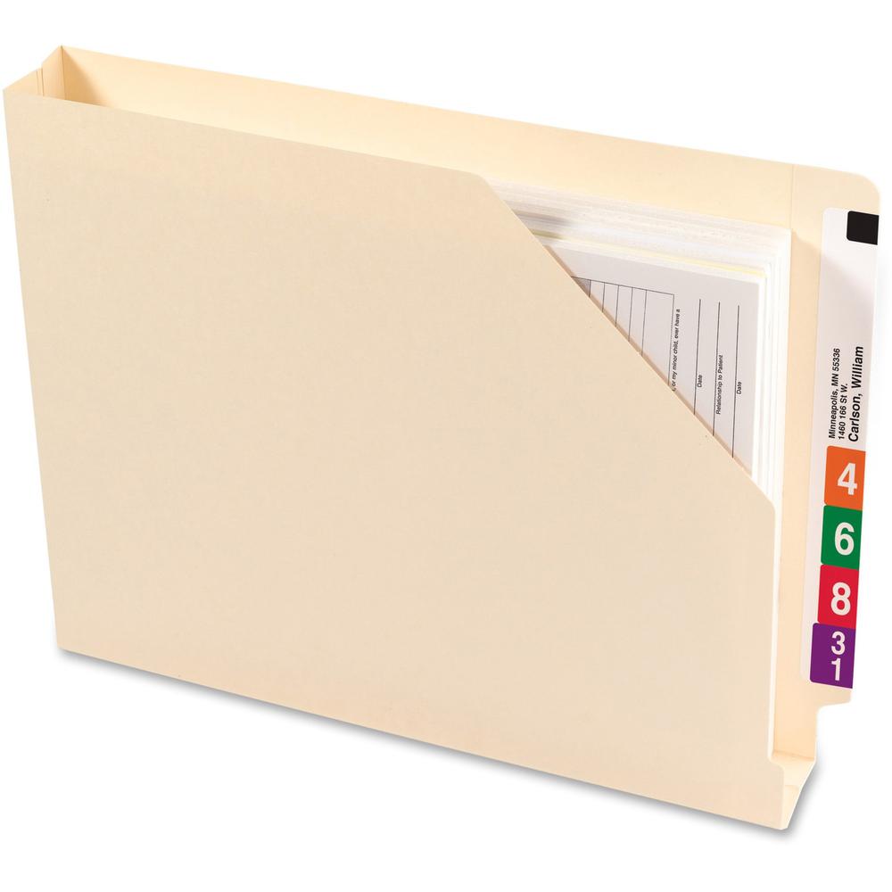 Smead Shelf-Master Straight Tab Cut Letter Recycled File Jacket - 8 1/2" x 11" - 1 1/2" Expansion - Manila - 10% Recycled - 50 / Box. Picture 1