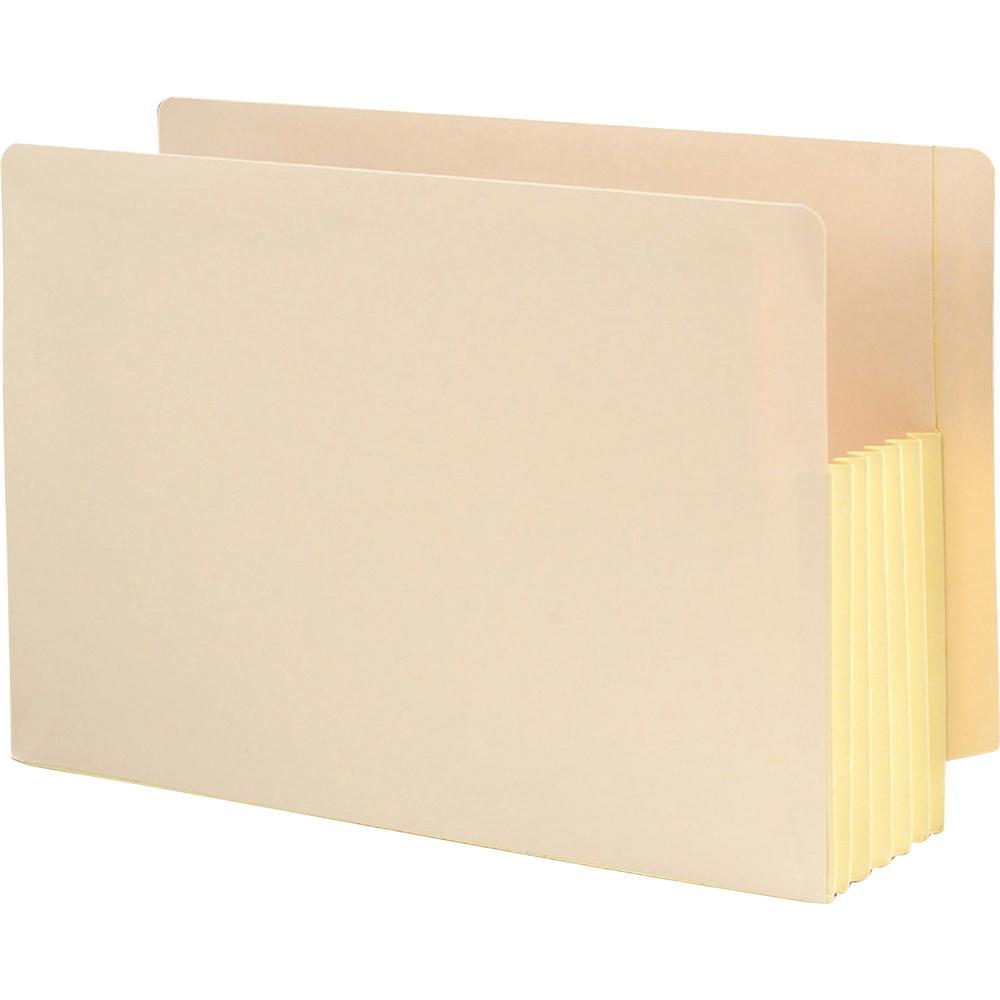 Smead Straight Tab Cut Legal Recycled File Pocket - 8 1/2" x 14" - 1200 Sheet Capacity - 5 1/4" Expansion - Manila - Manila - 10% Recycled - 10 / Box. Picture 1
