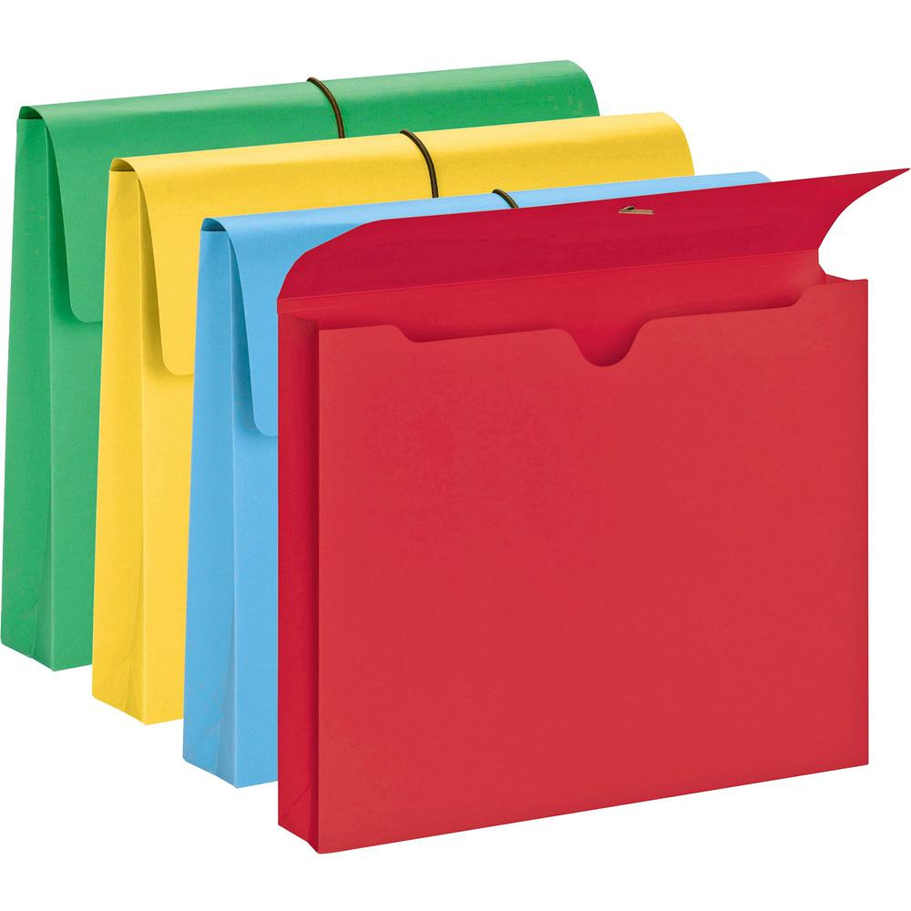 Smead Recycled File Wallet - 11 3/4" x 9 1/2" - 2" Expansion - Redrope - Blue, Green, Red, Yellow - 10% Recycled - 50 / Box. Picture 1