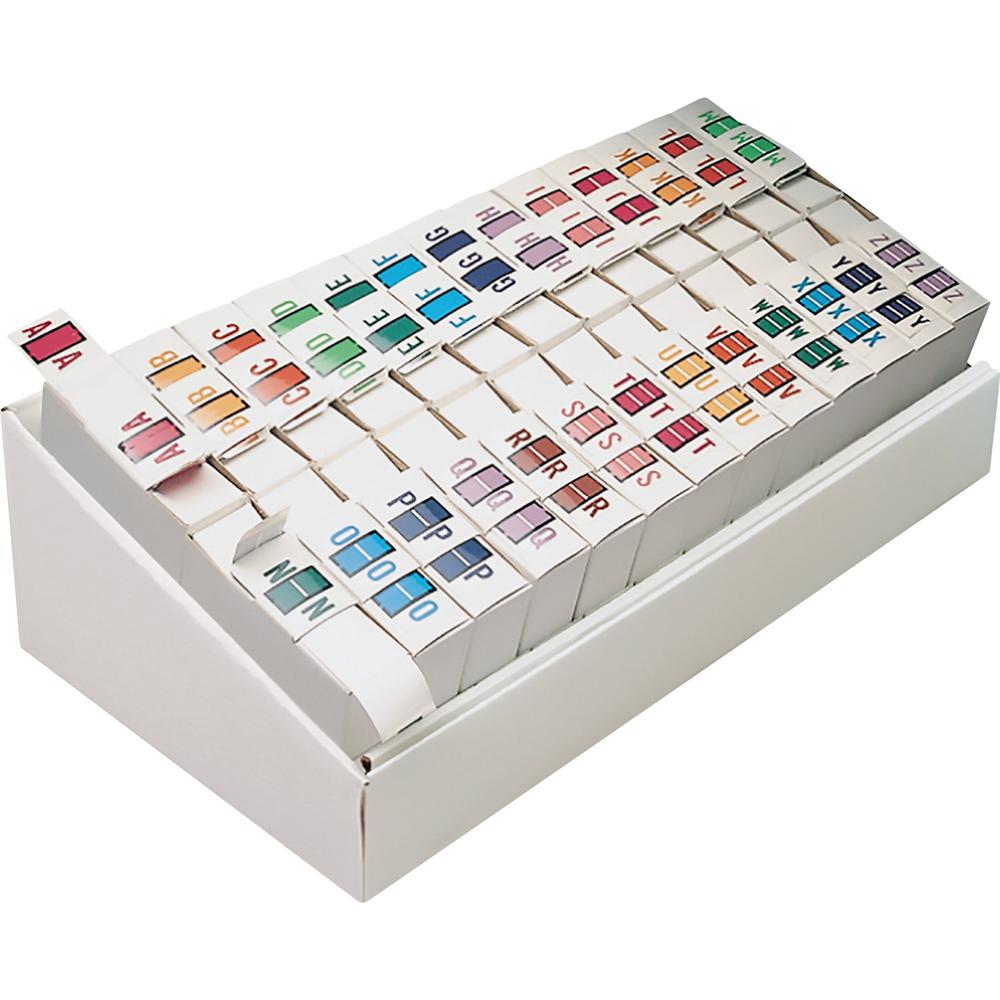 Smead BCCR Bar-Style Color-Coded Labels - "Alphabet" - 1 1/4" Width x 1" Length - Assorted - 500 / Box. Picture 1