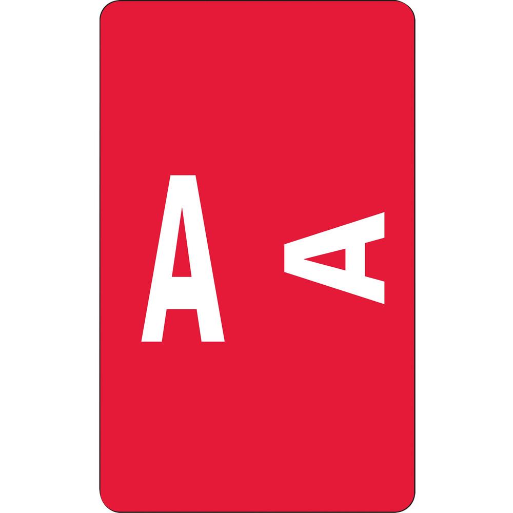 Smead AlphaZ ACCS Color-Coded Labels - "A" - 1" Width x 1 5/8" Length - Red - 10 / Sheet - 100 / Pack. Picture 1