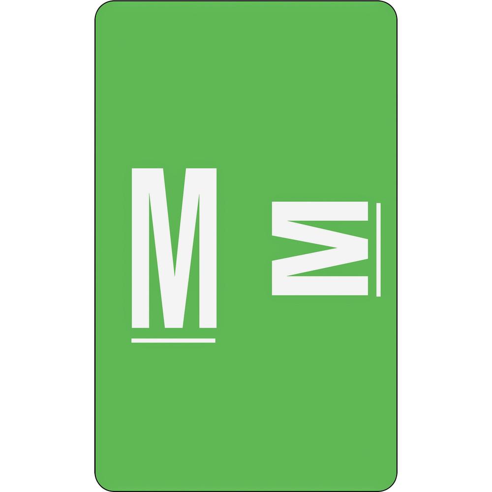 Smead AlphaZ ACCS Color-Coded Labels - "M" - 1" Width x 1 5/8" Length - Light Green - 10 / Sheet - 100 / Pack. Picture 1
