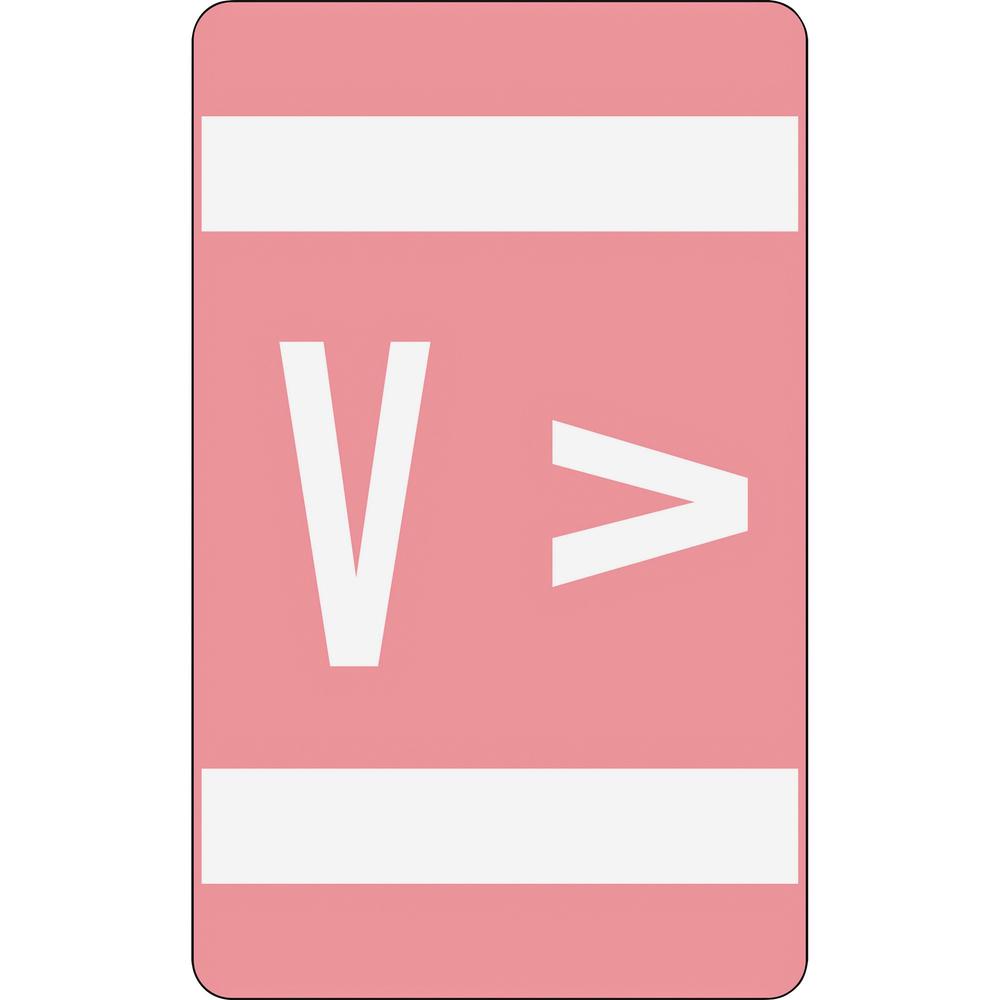 Smead AlphaZ ACCS Color-Coded Labels - "V" - 1" Width x 1 5/8" Length - Pink - 10 / Sheet - 100 / Pack. Picture 1