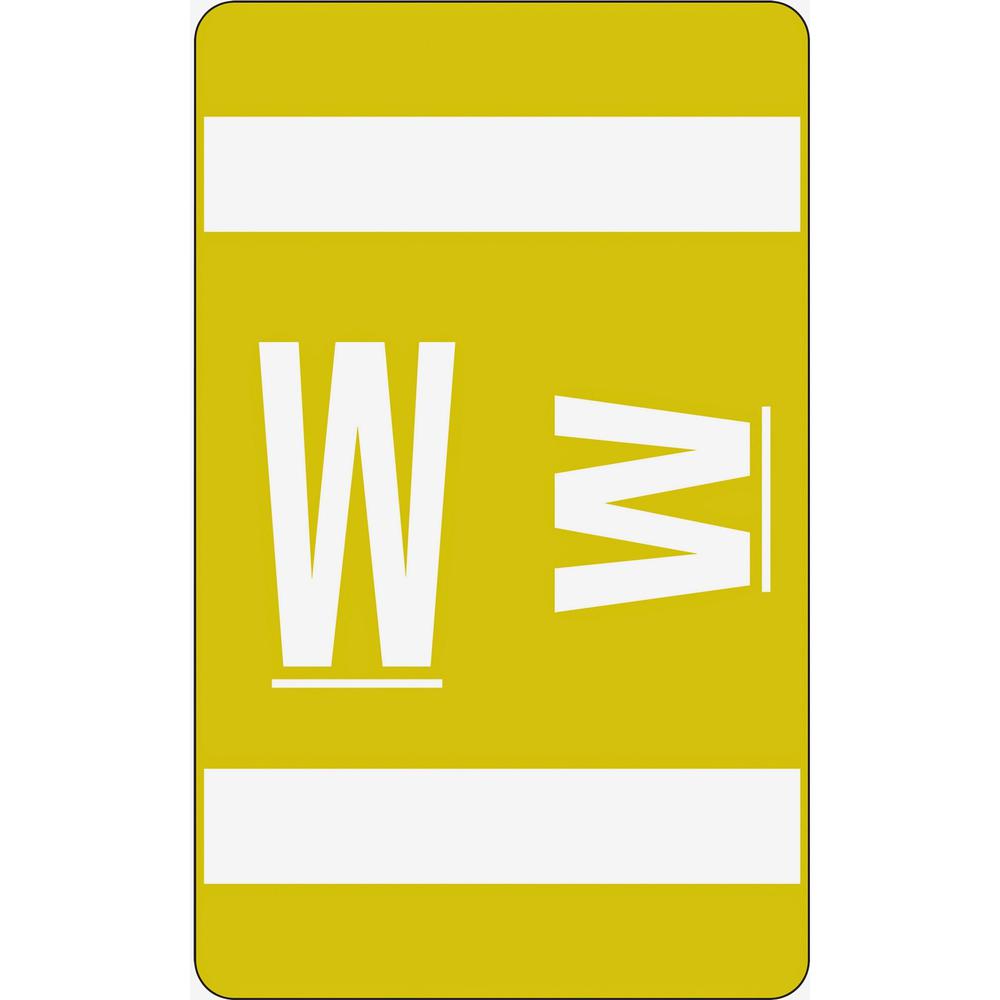 Smead AlphaZ ACCS Color-Coded Labels - "W" - 1" Width x 1 5/8" Length - Yellow - 10 / Sheet - 100 / Pack. Picture 1