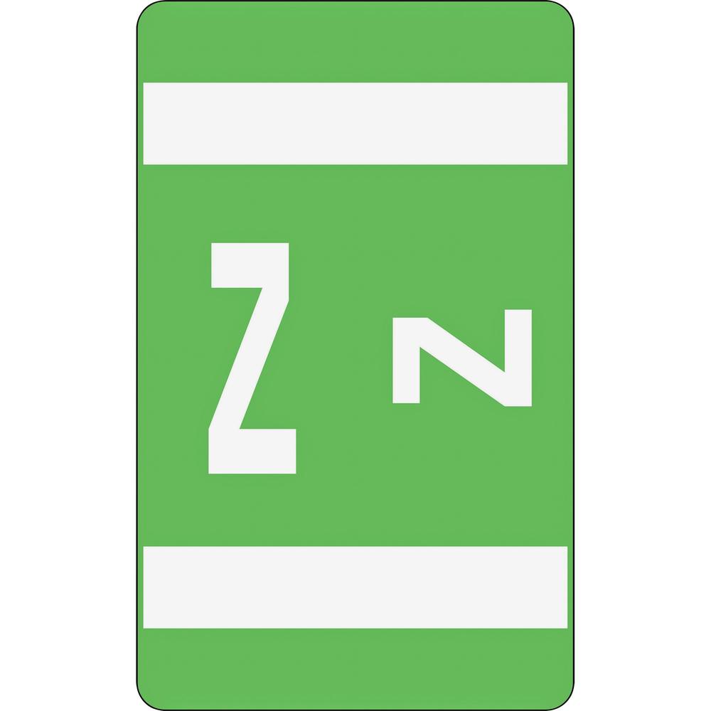 Smead AlphaZ ACCS Color-Coded Labels - "Z" - 1" Width x 1 5/8" Length - Light Green - 10 / Sheet - 100 / Pack. Picture 1