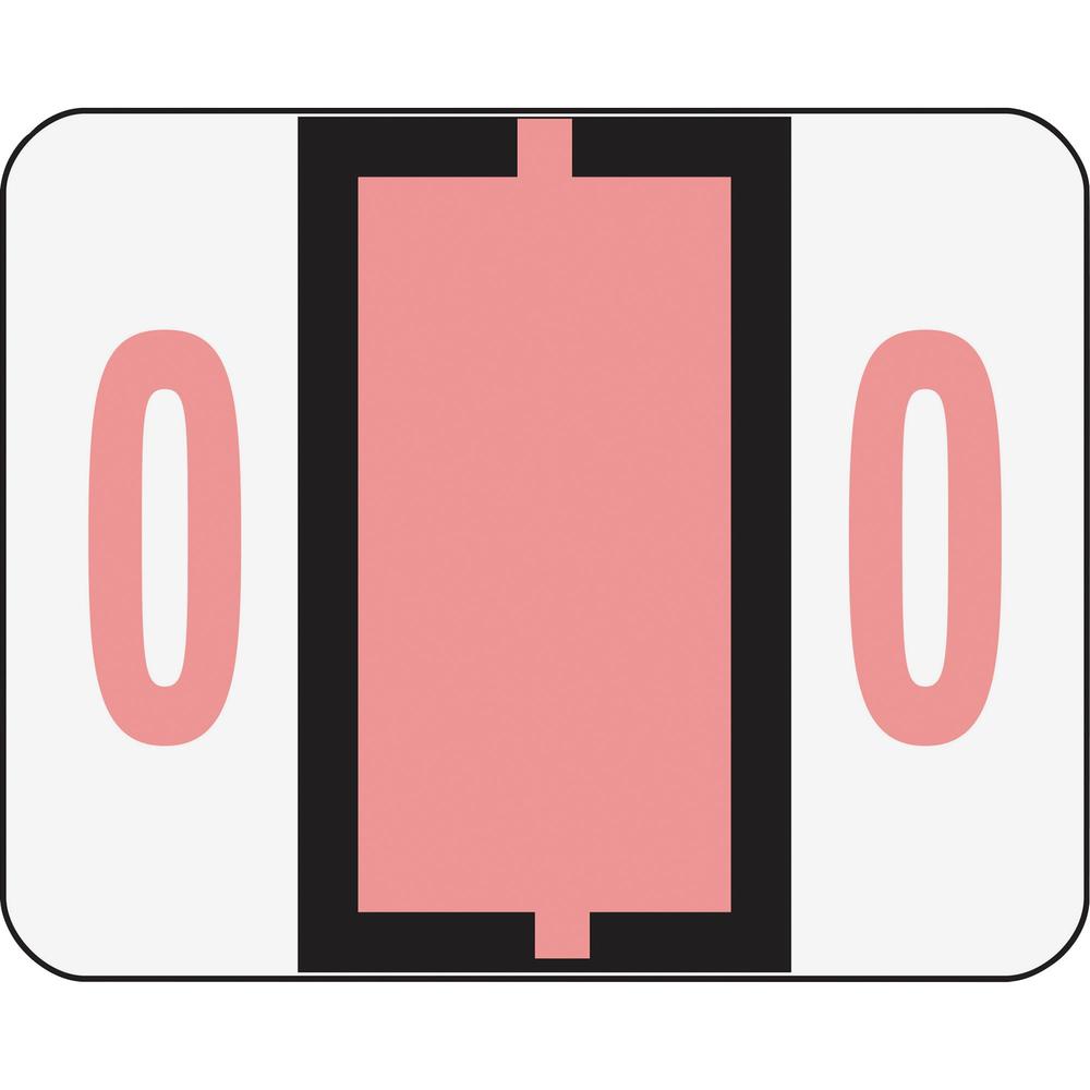 Smead BCCRN Bar-Style Color-Coded Labels - "Number" - 1 1/4" Width x 1" Length - Pink - 500 / Roll. Picture 1