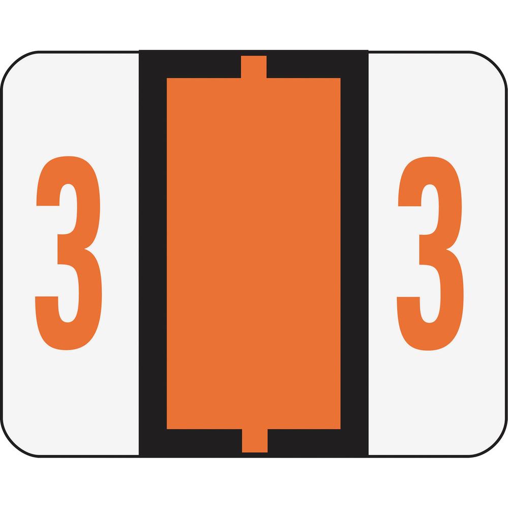 Smead BCCRN Bar-Style Color-Coded Labels - "Number" - 1 1/4" Width x 1" Length - Dark Orange - 500 / Roll. Picture 1